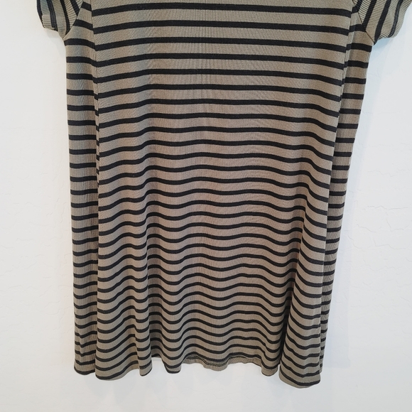 Old Navy Olive Green & Black Short Sleeve Striped Dress Women's Size Large - Picture 2 of 11